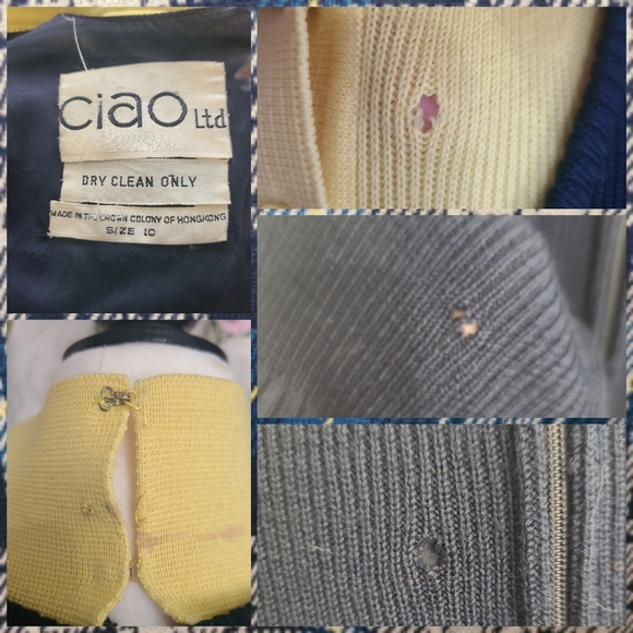 VINTAGE- 1970 Plaid Blue and Yellow School girl Outfit Dress - Picture 6 of 6